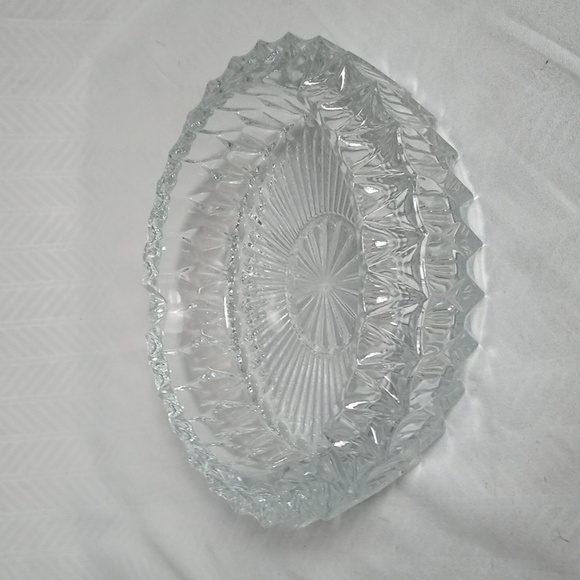 Large Heavy Lead Crystal Glass Ashtray Made in Italy Clear Vintage 7 1/2" - Picture 2 of 11